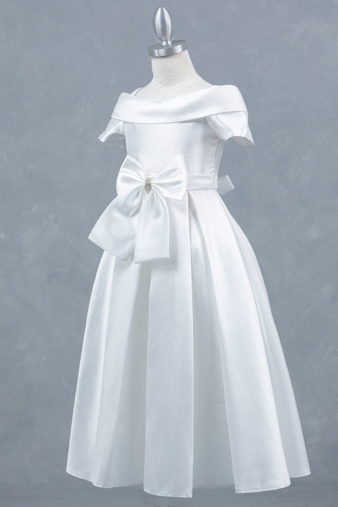 Elegant Off-Shoulder Satin Special Occasion Dress 4-14