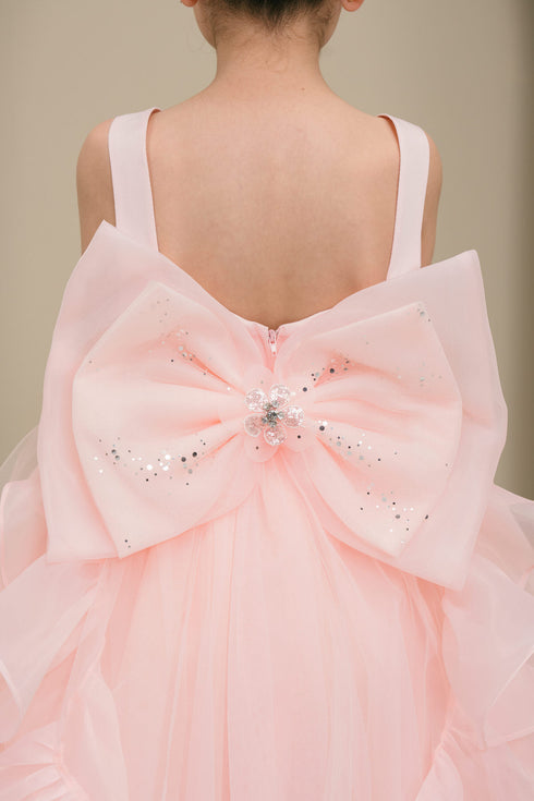 Elegant Floral Embellished Ruffle Back Dress 4-14