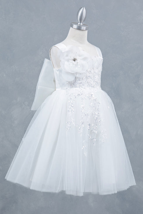 Elegant Floral Embellished Ruffle Back Dress 4-14