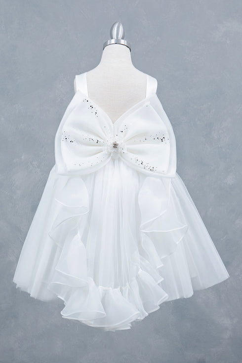 Elegant Floral Embellished Ruffle Back Dress 4-14