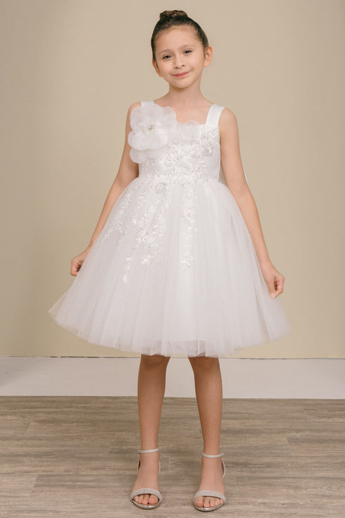Elegant Floral Embellished Ruffle Back Dress 4-14