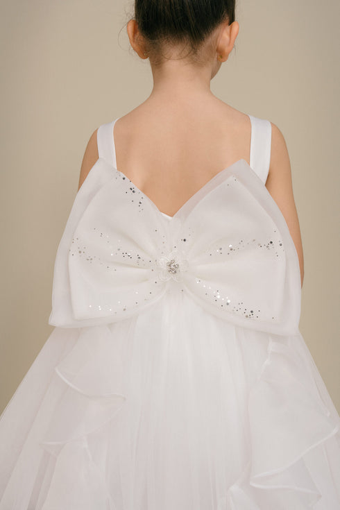 Elegant Floral Embellished Ruffle Back Dress 4-14