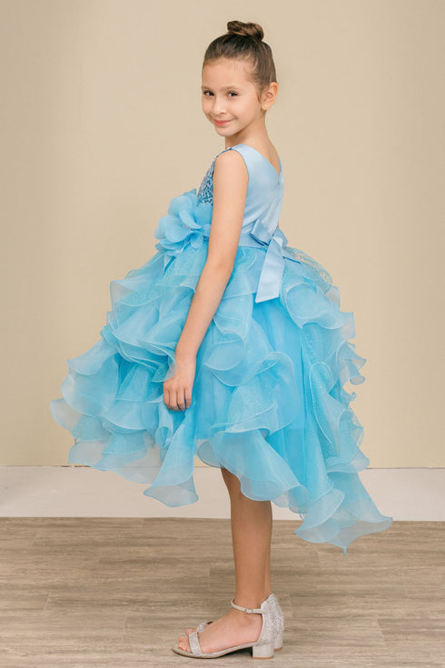 Girls Elegant Sequin & Ruffle Gown 2-14