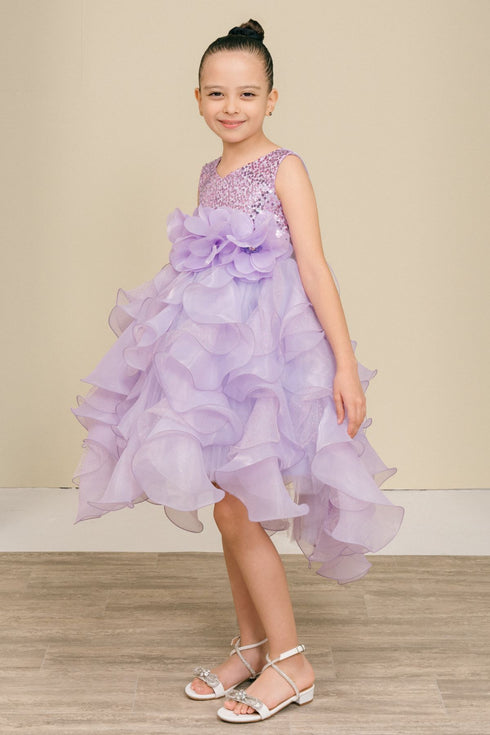 Girls Elegant Sequin & Ruffle Gown 2-14