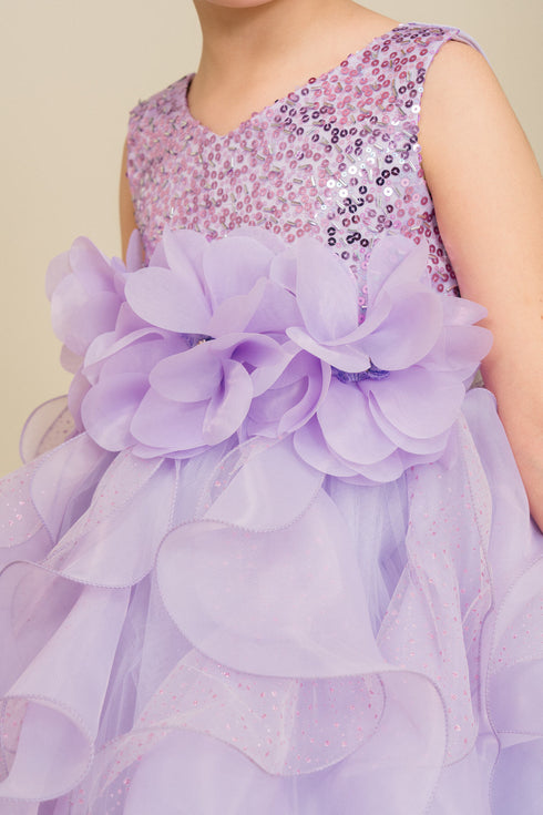 Girls Elegant Sequin & Ruffle Gown 2-14