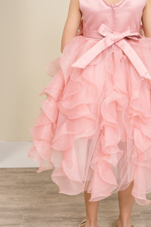Girls Elegant Sequin & Ruffle Gown 2-14