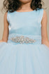 Girls Satin & Tulle Party Dress with Rhinestone Waistband 2-14