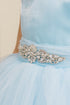 Girls Satin & Tulle Party Dress with Rhinestone Waistband 2-14