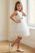 Girls Satin & Tulle Party Dress with Rhinestone Waistband 2-14