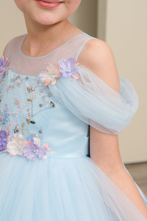 Girls Floral Sequin Tulle Special Occasion Dress 2-14