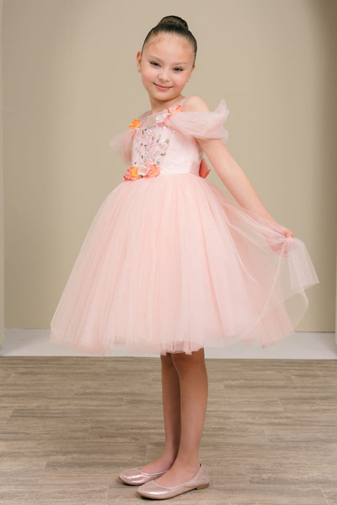 Girls Floral Sequin Tulle Special Occasion Dress 2-14
