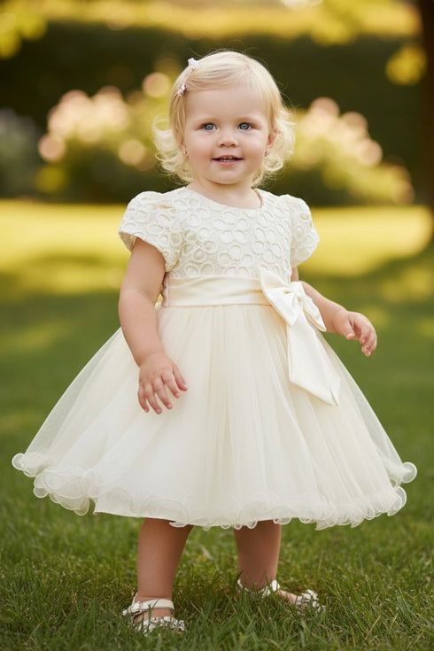 Baby Girls Lace Tulle Party Dress with Bow 6-24Months