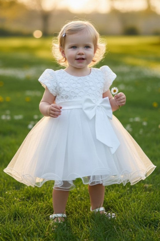 Baby Girls Lace Tulle Party Dress with Bow 6-24Months