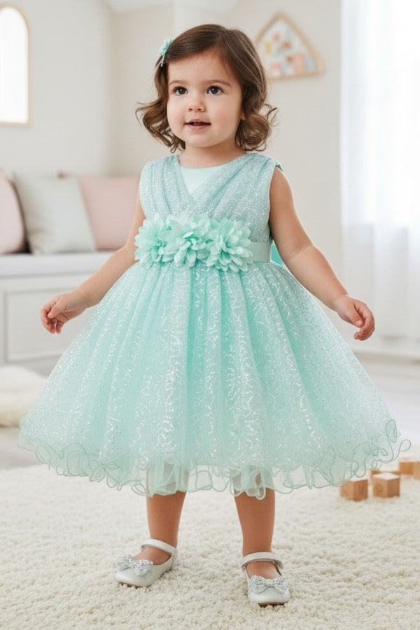 Baby Girls Sparkly Tulle Floral Special Occasion Dress 6-24Months