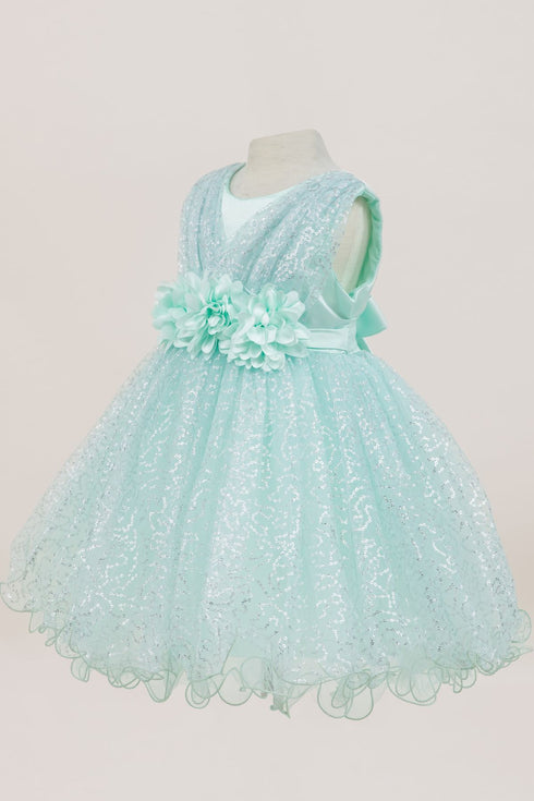 Baby Girls Sparkly Tulle Floral Special Occasion Dress 6-24Months
