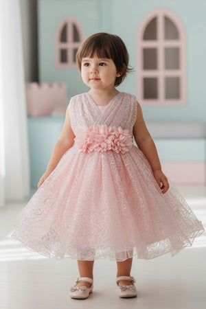 Baby Girls Sparkly Tulle Floral Special Occasion Dress 6-24Months