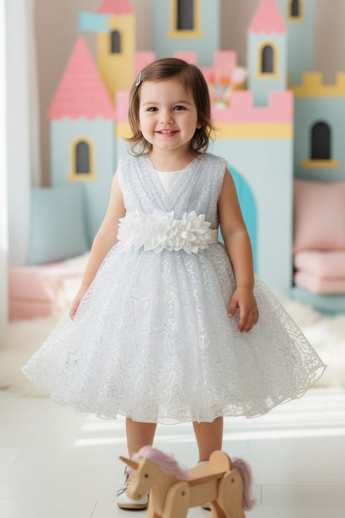 Baby Girls Sparkly Tulle Floral Special Occasion Dress 6-24Months