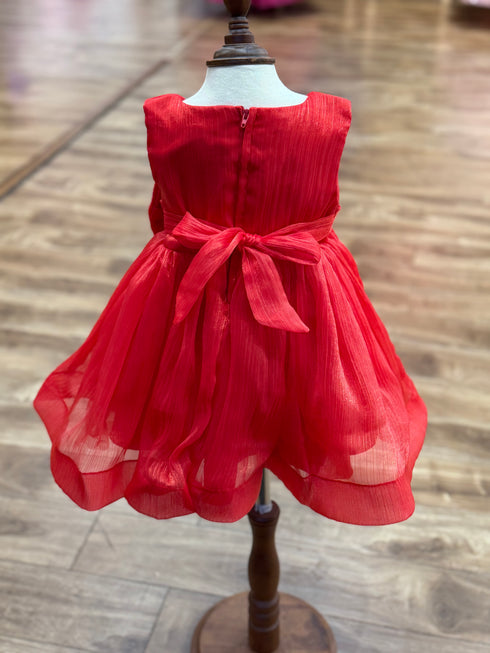 Satin Baby Girl Dress with Bow – Elegant Toddler Party & Special Occasion Dress 6-24Months