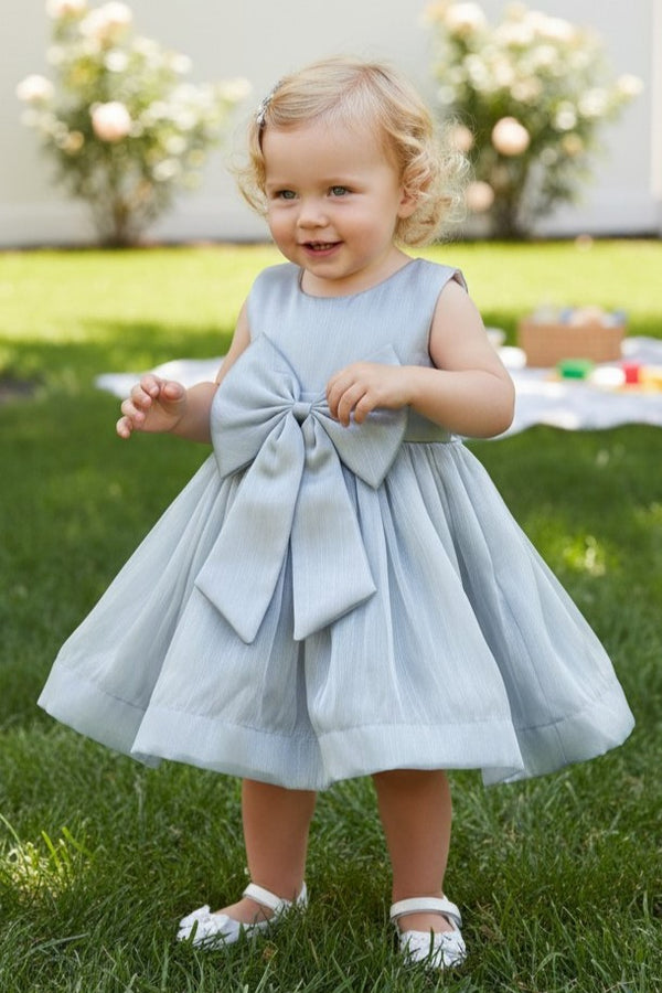 Satin Baby Girl Dress with Bow – Elegant Toddler Party & Special Occasion Dress 6-24Months