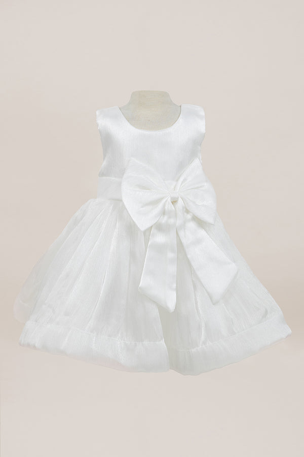 Satin Baby Girl Dress with Bow – Elegant Toddler Party & Special Occasion Dress, Sizes 6-24Months