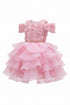 Baby Girl 3D Rose Pearl Ruffled Organza Dress 3-24Months