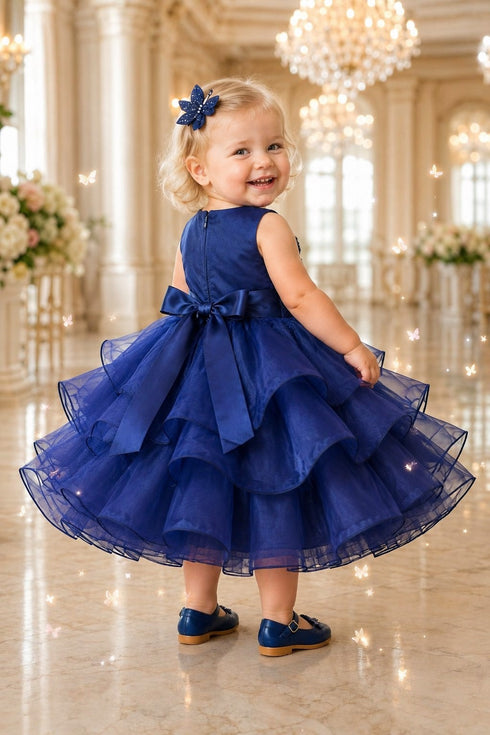 Baby Girl Butterfly Ruffled Organza Dress with Hair Clip 6-24Months