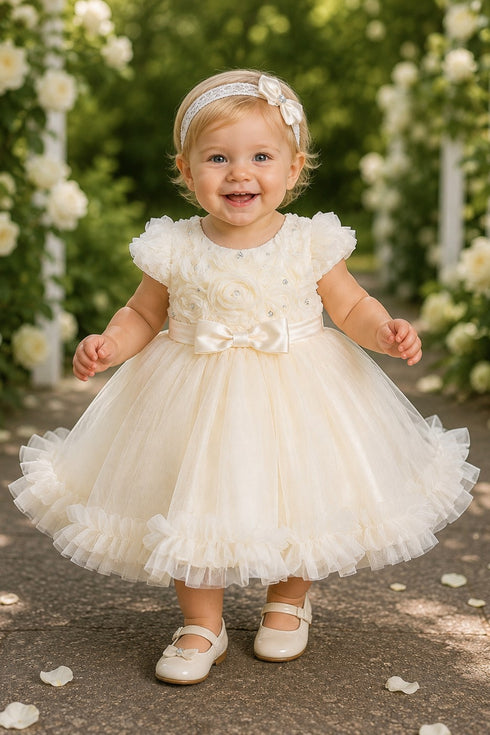 Baby Girls Floral Tulle Dress with Headband 6-24 Months