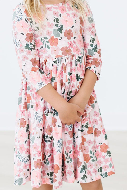 fall-floral-3-4-sleeve-pocket-twirl-dress Mila & Rose - Sophia's StyleTwirl Pocket Dress 3/4-1