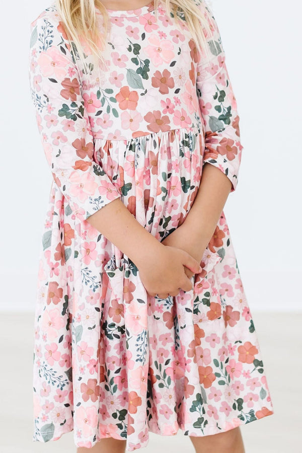 fall-floral-3-4-sleeve-pocket-twirl-dress Mila & Rose - Sophia's StyleTwirl Pocket Dress 3/4-1