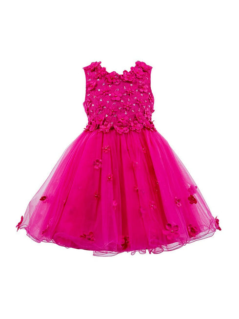 Lala And Erina Big Girls Multi Color 3D Flower Embedded Tulle Dress 2-12 - SophiasStyle.com