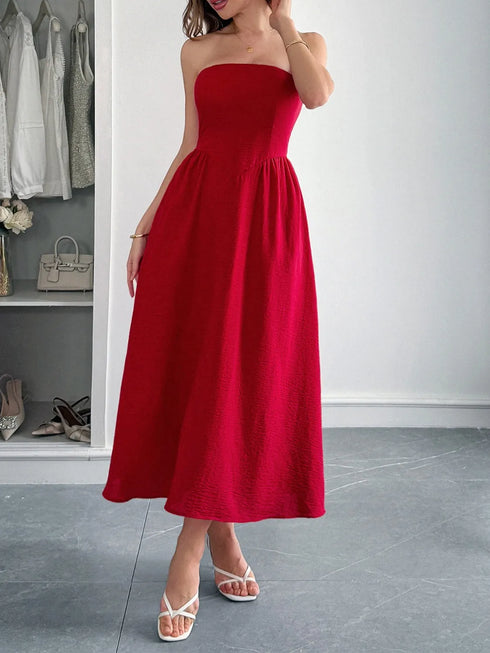strapless-a-line-midi-dress-with-pockets-OhSoStyled-Sophia's-Style-8