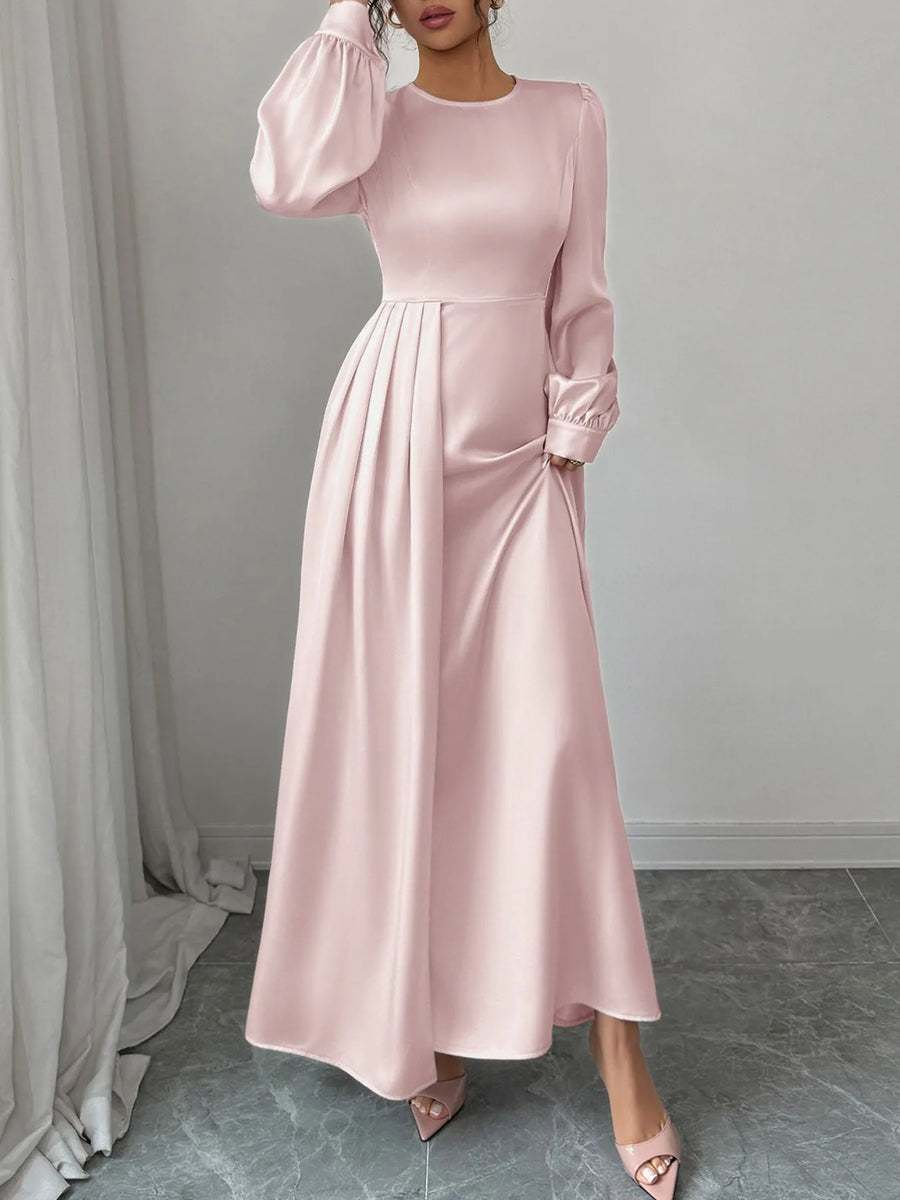 Satin Long Sleeve Maxi Dress from OhSoStyled at Sophia's Style Blush Pink / S