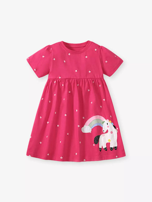 childrens-unicorn-rainbow-round-neck-casual-dress-ohso-kids-sophias-style-1