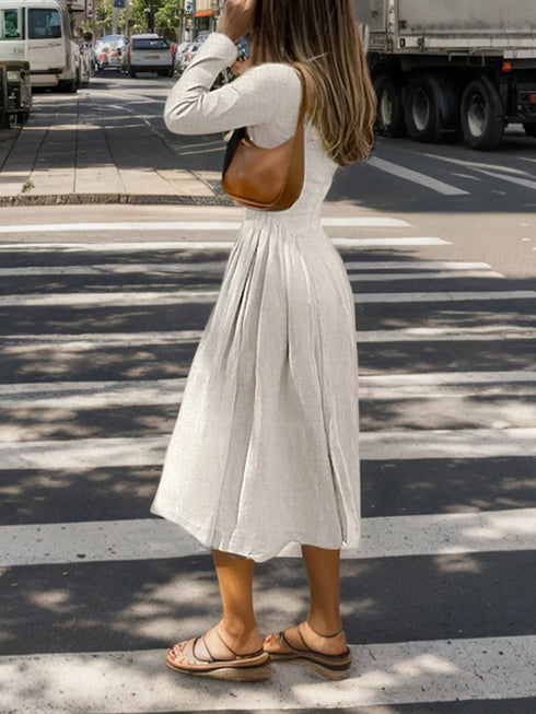 cutout-front-long-sleeve-a-line-dress-OhSoStyled-Sophia's-Style-4