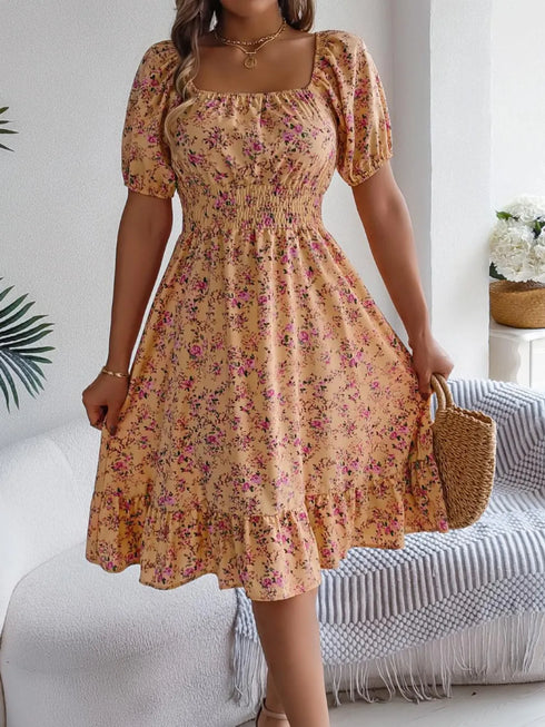 ruffled-hem-floral-puff-sleeve-dress OhSoStyled at Sophia's Style-22