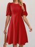 round-neck-puff-sleeve-a-line-dress-Sophia's Style-1