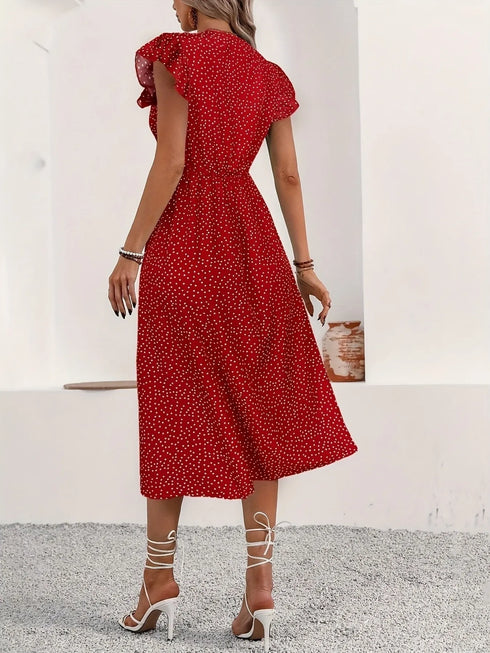 button-front-midi-dress-with-ruffle-sleeves-Sophia's Style-5