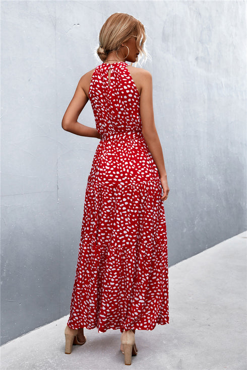 printed-sleeveless-tie-waist-maxi-dress Sophia's Trends - Sophia's Style-Yellow/Floral-L