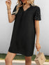 textured-v-neck-short-sleeve-mini-dress OhSoStyled - Sophia's Style in Black-4