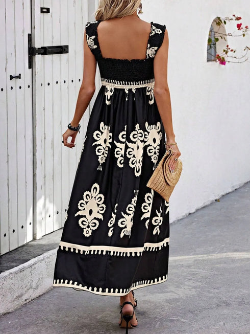 smocked-printed-wide-strap-maxi-dress OhSoStyled - Sophia's Style in Black-5