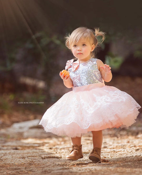 Alana Dress Silver & blush