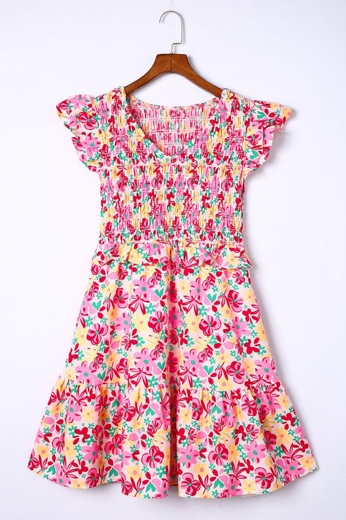 smocked-floral-v-neck-ruffled-cap-sleeve-dress OhSoStyled - Sophia's Style-6