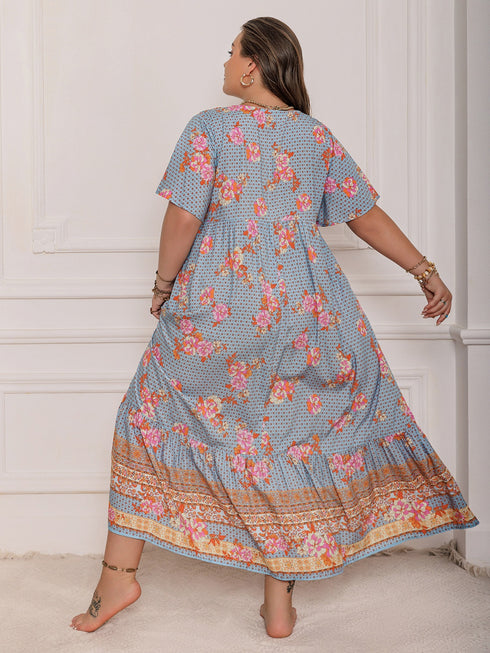 plus-size-printed-tie-neck-flutter-sleeve-maxi-dress-2 OhSoStyled - Sophia's Style-5