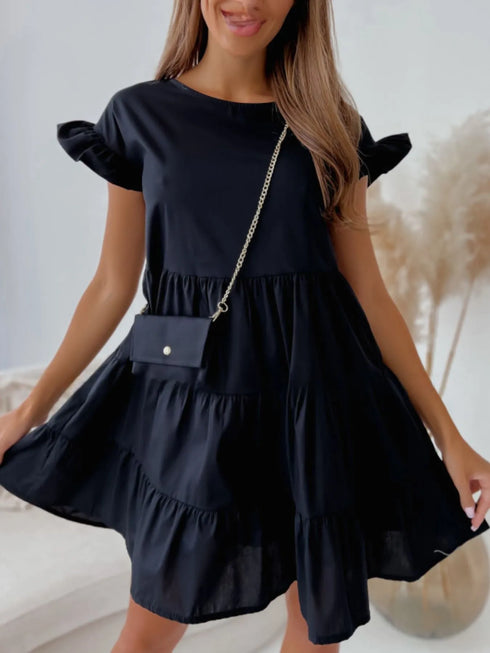 ruffle-sleeve-tiered-swing-dress-Sophia's Style-1
