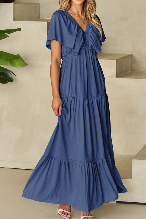ruffled-v-neck-short-sleeve-maxi-dress OhSoStyled - Sophia's Style-3