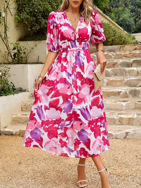 printed-puff-sleeve-midi-dress OhSoStyled at Sophia's Style-12