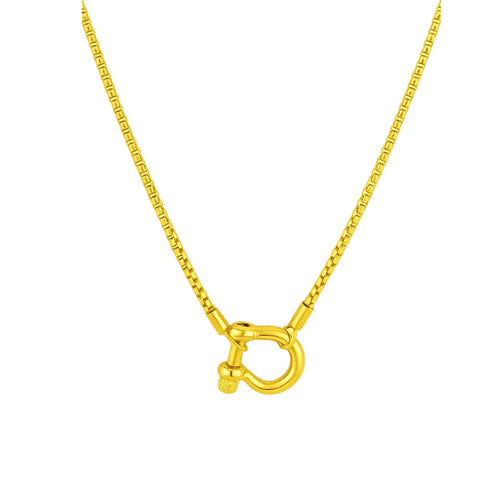 lucky-lock-carabiner-necklace-two-tone-mixed-metal-horseshoe-pendant-chain-Sophia's Style-7