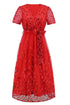sequin-leaf-embroidery-tie-front-short-sleeve-dress Sophia's Trends - Sophia's Style--