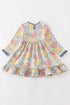 Platinum Blue floral print ruffle dress