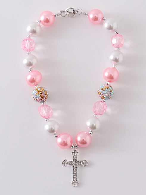 pink-cross-bubblegum-necklace Rylee Faith Designs - Sophia's Style-2